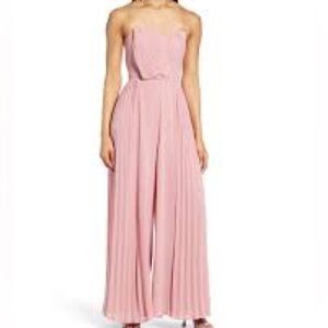 Adelyn Rae Blush Pink Pleated Strapless Jumpsuit NEW!